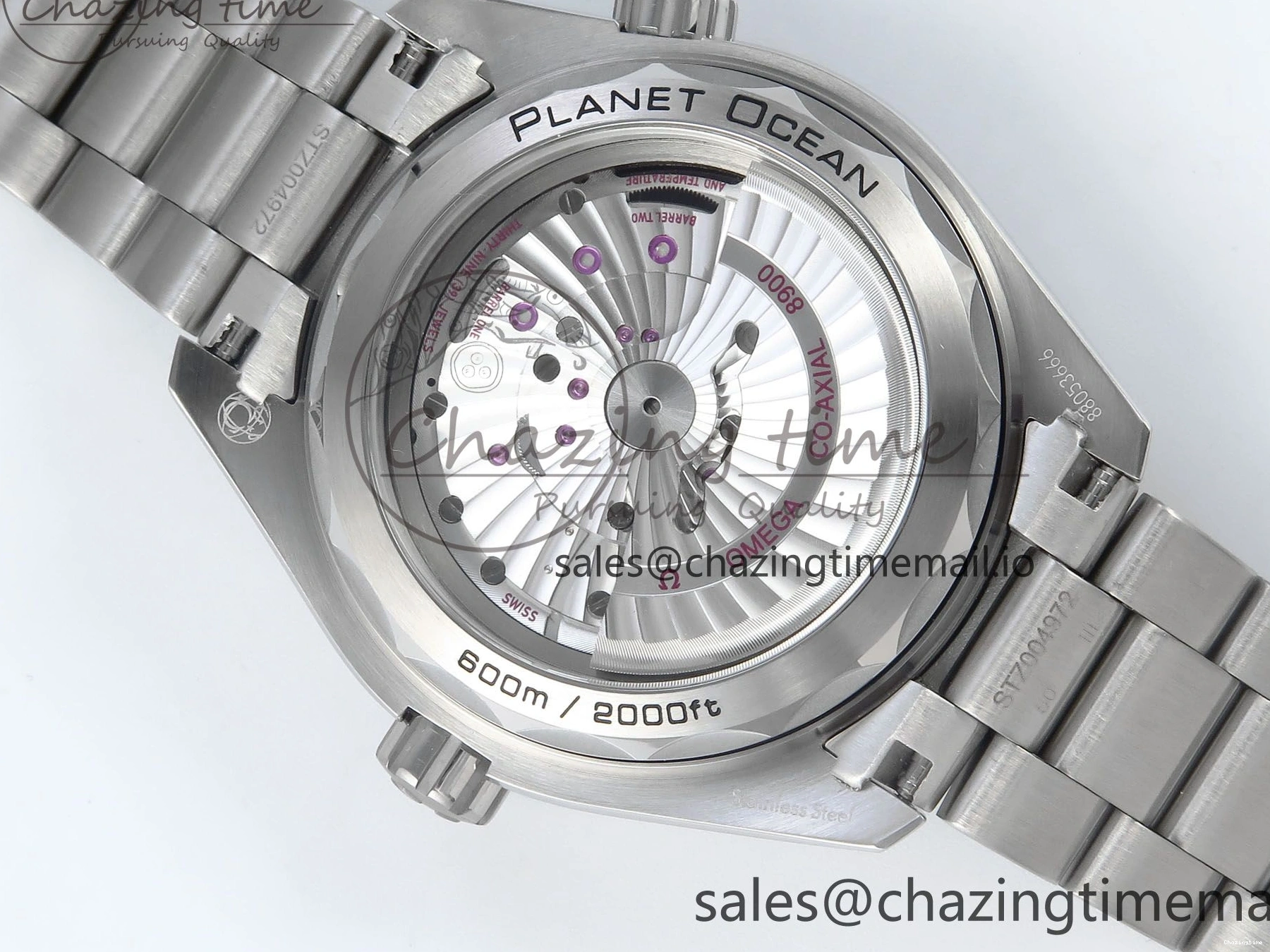 0224 Neat Seamaster Planet Ocean 600M 43.5mm SS SCF 1:1 Best Edition Blue Dial on SS Bracelet A8900 Super Clone 7684